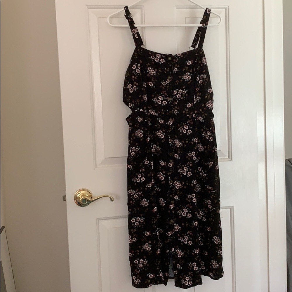 Xhilaration black button front floral dress